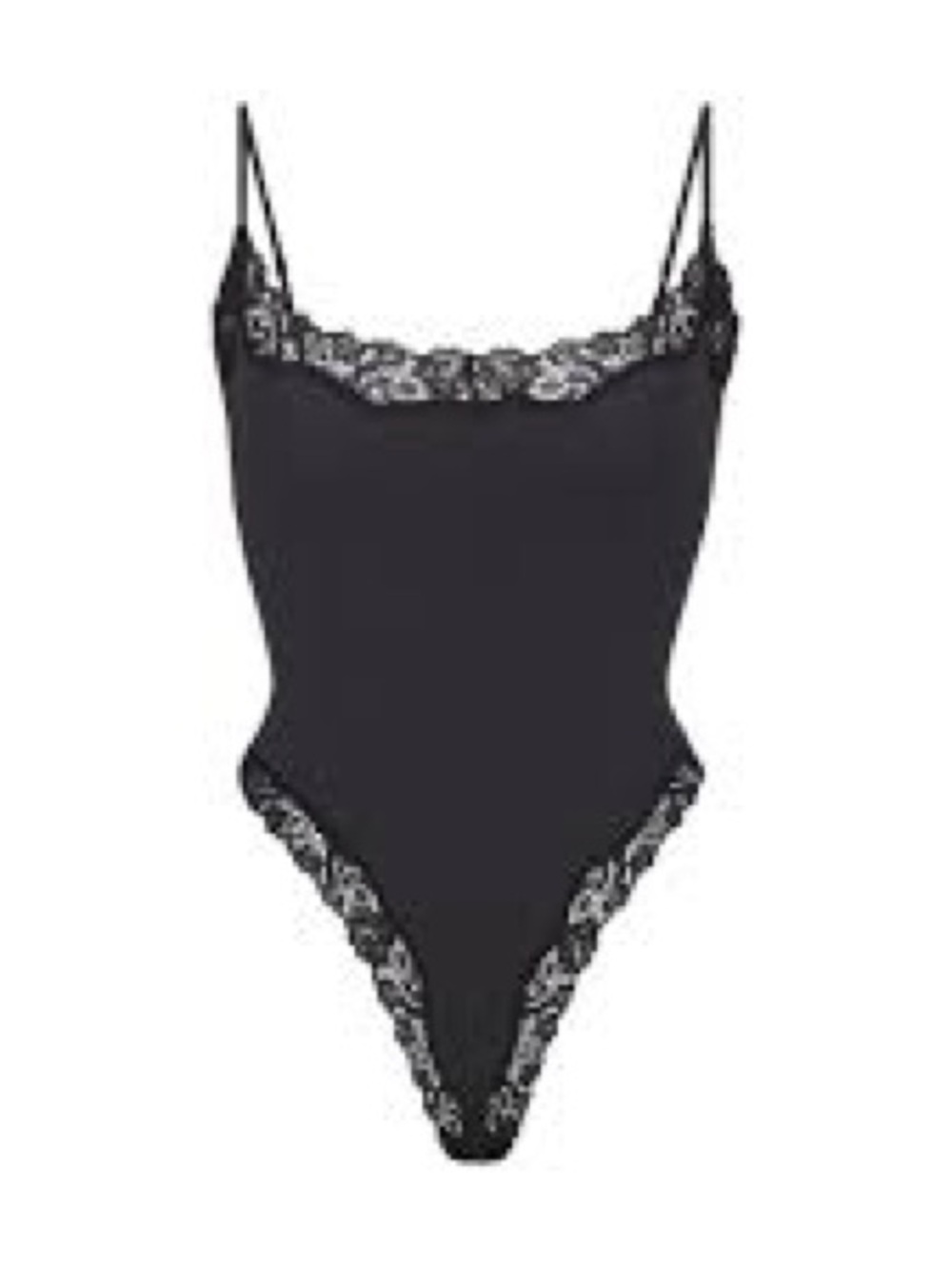 SKIMS Black Lace-Trim Bodysuit